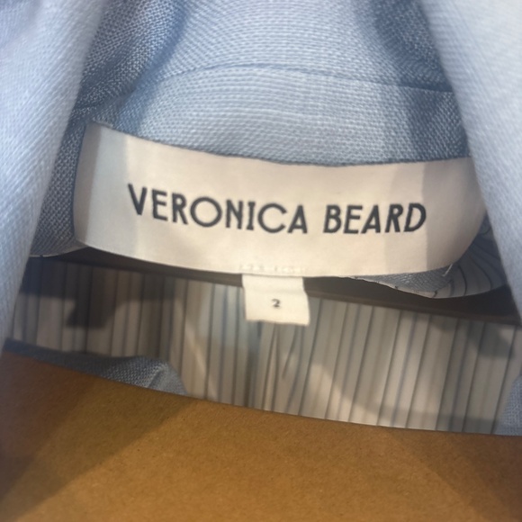 Veronica Beard Dickey Jacket Blue Linen Cinched Sleeves - Picture 3 of 7